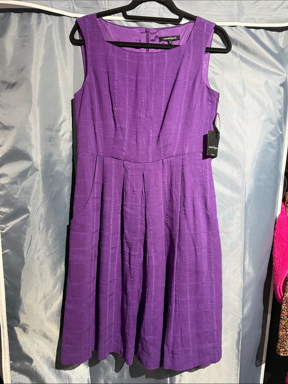 Nanette Lepore Purple Sleeveless Pleated Fit-and-Flare Dress